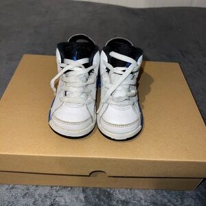 Air Jordan 6 Sport Blue Kids White and Blue Sneakers